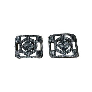 Vtg Antique Victorian Made in France Ornate Shiny Steel Cut Heavy Shoe Buckles